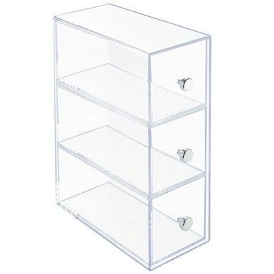 Opbergbox iDesign Drawers Tower met 3 Laden Transparant (17,8 x 8,6 x 25,1 cm)