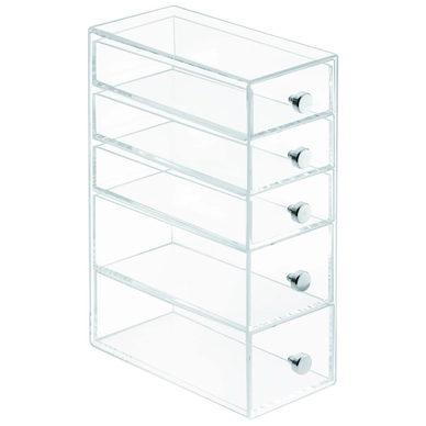 Opbergbox iDesign Drawers Tower met 5 Laden Transparant (17,8 x 8,6 x 25,1 cm)