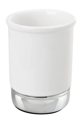 Tazza bicchiere Porta spazzolino iDesign York h 12 cm, Bianco / Cromo
