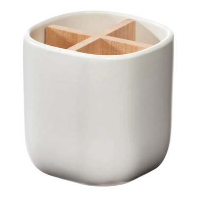Opbergbeker iDesign Eco Office met Vakverdeling Wit (10,2 x 10,2 x 10,4 cm)