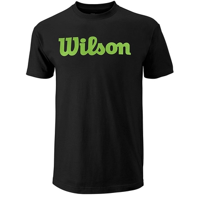 Tennis Shirt Wilson Men Script Cotton Tee Black Blade Green