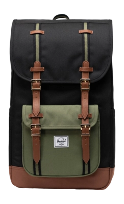 Sac à Dos Herschel Little America Black Four Leaf Clover Saddle Brown 30L