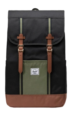 Rucksack Herschel Retreat Unisex Black Four Leaf Clover Saddle Brown 23L