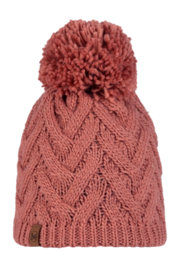 Beanie Buff Unisex Knitted & Fleece Band Hat Caryn Crimson