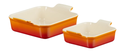 Plat à Four Le Creuset Carré Orange Rouge 13 + 20 cm (2-Pièces)