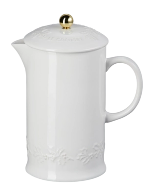 Coffee pot Le Creuset with Press Winter Holly Collection White 22 cm
