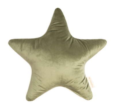 Coussin Décoratif Nobodinoz Aristote Star Velvet Olive Green (40 x 40 cm)