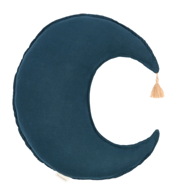 Dekokissen Nobodinoz L1N0 Moon Cushion French Linen Deep Blue (36 x 32 cm)