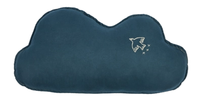 Dekokissen Nobodinoz L1N0 Embroid. Cloud Cushion French Linen Deep Blue (50 x 28 cm)