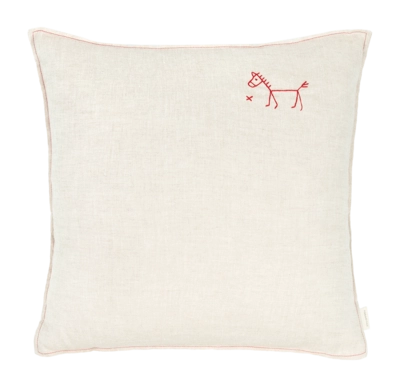 Dekokissen Nobodinoz L1N0 Embroid. Square Cushion Fr Linen Greige (45 x 45 cm)