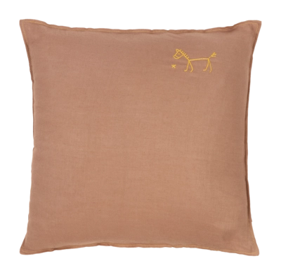 Dekokissen Nobodinoz L1N0 Embroid. Square Cushion Fr Linen Noisette (45 x 45 cm)