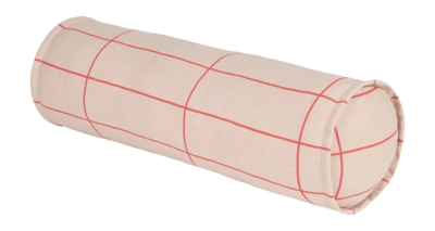 Dekokissen Nobodinoz Vibes Cylinder Cushion 50X18 Pink Red Grid (50 x 18 cm)
