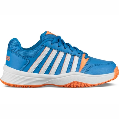 Chaussures de Tennis K Swiss Kids Court Smash Omni Brilliant Blue White Neon Orange