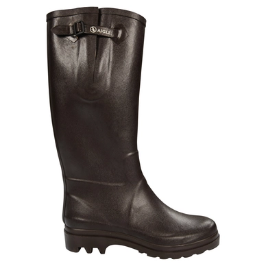 Bottes De Pluie Femme - Plastique Marron, Tige Textile Souple - Taille 37 - Fabriqué En Italie - Neuf Sans Emballage