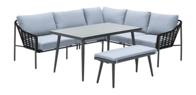Loungediningset Garden Impressions Semarang Links Zwart Rotan (4-Delig)