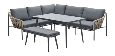 Loungediningset Garden Impressions Semarang Links Natural Rotan (4-Delig)