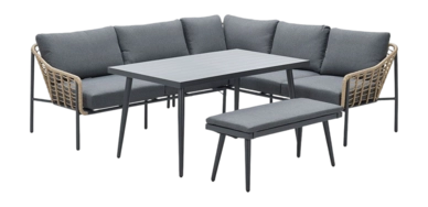 Loungediningset Garden Impressions Semarang Rechts Natural Rotan (4-Delig)