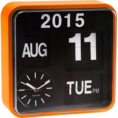 Uhr Karlsson Mini Flip Orange Casing Black Dial 24,5 x 24,5 cm