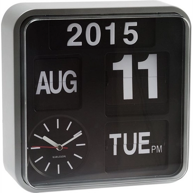 Uhr Karlsson Mini Flip Silver Casing Black Dial 24,5 x 24,5 cm