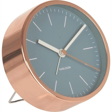 Wekker Karlsson Minimal Jeans Blue With Copper Case 10 cm