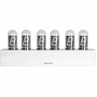 Klok Karlsson Cathode Oak Wood Base White 28 x 7,5 cm