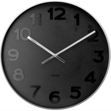 Klok Karlsson Mr. Black Numbers Steel Polished - Large 51 cm