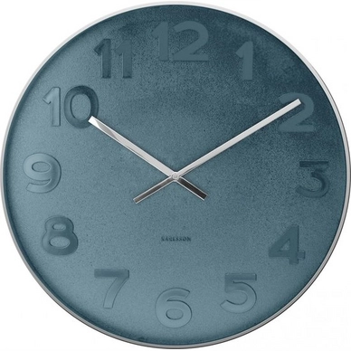 Klok Karlsson Mr. Blue Numbers Steel Polished 37,5 cm