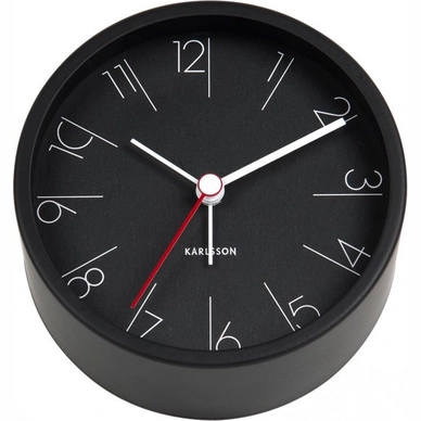 Wekker Karlsson Elegant Numbers Steel Black 11 cm