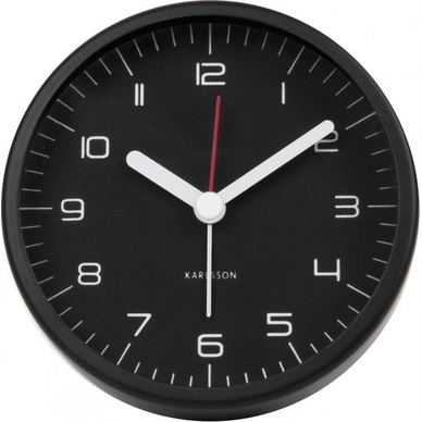 Wekker Karlsson Rounded Numbers Steel Black 9 cm