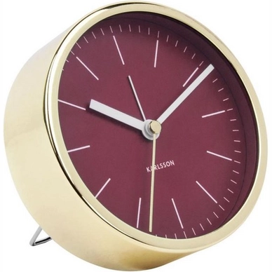 Wekker Karlsson Minimal Burgundy Red Shiny Gold Case 10 cm