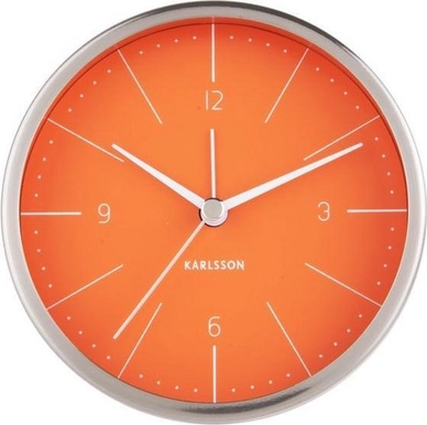 Wekker Karlsson Normann Brushed Steel Orange 10 cm