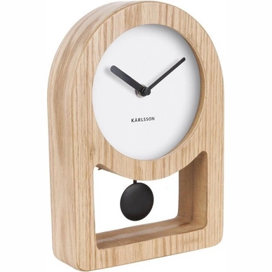 Klok Karlsson Lena Pendulum White Wood Veneer 25 x 17 cm