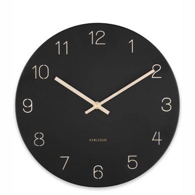 Clock Karlsson Charm Engraved Numbers Small Black 30 cm