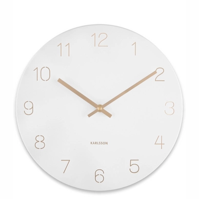 Uhr Karlsson Charm Engraved Numbers Small White 30 cm