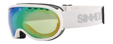 Ski Goggles Sinner Vorlage S Matte White Double Full Green Mirror Vent