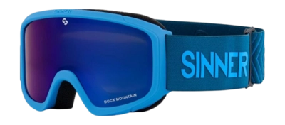Ski Goggles Sinner Kids Duck Mountain Matte Blue Neon Double Full Blue Mirror