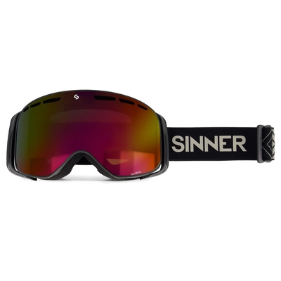 Masque de Ski Sinner Olympia Matte Black Double Full Red Mirror Vent