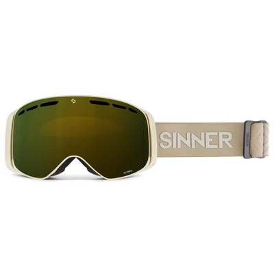 Skibril Sinner Olympia Matte Light Grey Double Full Gold Mirror Vent