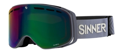 Ski Goggles Sinner Olympia Matte Dark Grey Double Full Green Mirror Vent