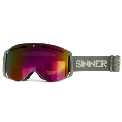 Skibrille Sinner Olympia Unisex Matte Moss Green Double Full Red Mirror Vent