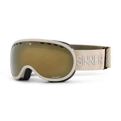 Masque de Ski Sinner Vorlage S Matte Light Grey Double Full Gold Mirror Vent