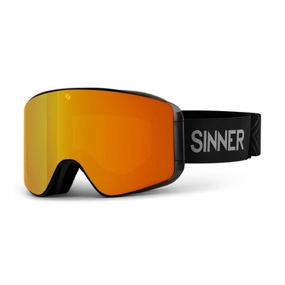 Ski Goggles Sinner Aura Matte Black Double Full Orange Mirror Vent + Double Pink Lens
