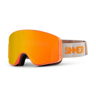 Ski Goggles Sinner Aura Matte Orange Neon Double Full Orange Mirror Vent + Double Pink Lens