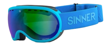 Skibrille Sinner Vorlage S Unisex Matte Sky Blue Double Full Green Mirror Vent