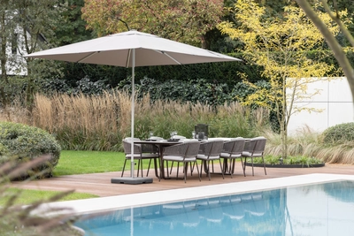 2024 Borek aluminium dekton Fedde table bronze marmorio 6528-7559 - Rob dining chair - Amado parasol (2)