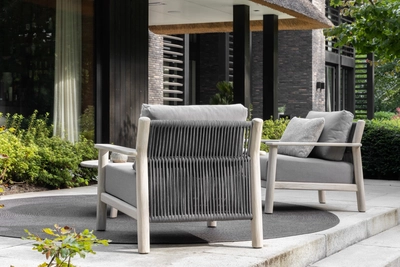 3---2024 M&L aged teak rope Chase lounge chair M4213