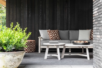 3---2024 M&L aged teak rope Chase sofa graphite M4214 - Alan coffee side table