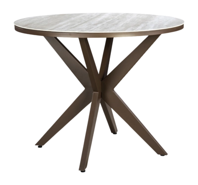 Tuintafel Yoi Calma High Dining Rond Bronze Travertin Ø120