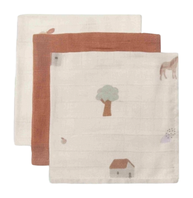 Serviettentuch Jollein Mundtuch Hydrofiel Farm (3er-Pack)