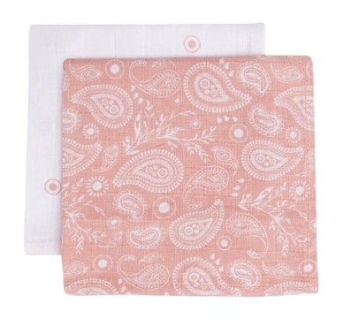 Serviettentuch Jollein Mundtuch Hydrofiel Paisley & Halo Rosewood GOTS (2er-Pack)
